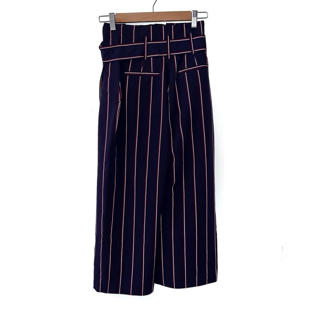 Derek Lam 10 Crosby Blue Navy Striped Satin Culottes Pants Size 00 - Picture 3 of 12